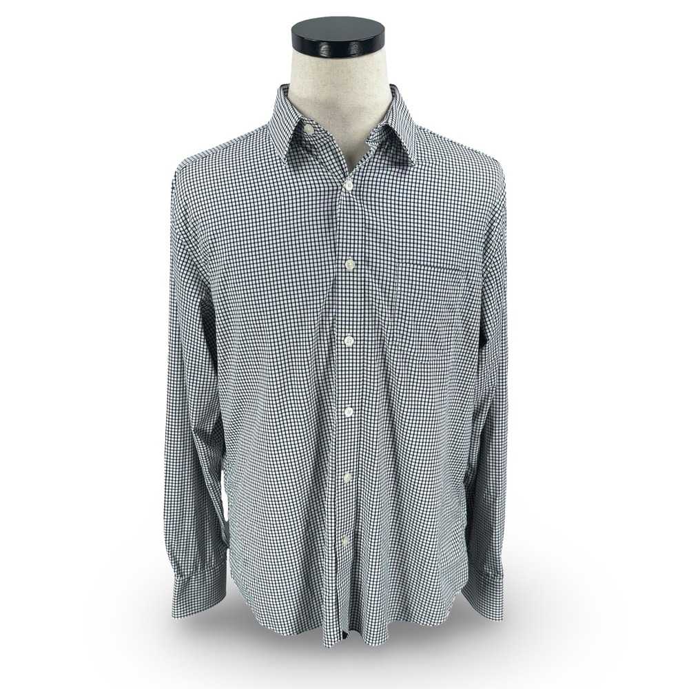 UNTUCKit‎ Mens Large Black White Micro Check Performance Stretch Button Shirt